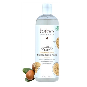 Babo Botanicals Sensitive Baby Bubble Bath and Body Wash for Gently Cleanses Nourishes Delicate Skin 15Oz (450ml)
