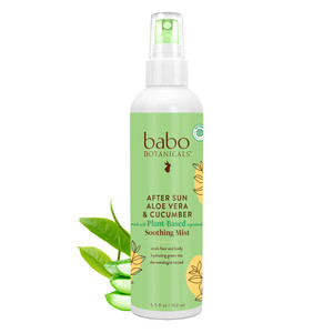 Babo Botanicals After Sun Aloe Vera and Cucumber Soothing Mist Alcohol Free for Face and Body 5.5Oz (162ml)