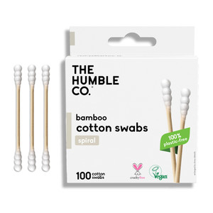 The Humble Co Cotton Swabs White Spiral for Gentle Cleaning and Makeup Application 100Ea