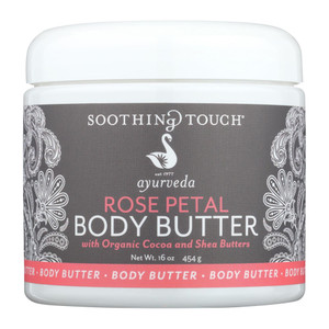 Soothing Touch Ayurveda Rose Petal Body Butter with Cocoa, 16 Oz