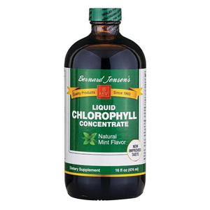 Bernard Jensens Liquid Chlorophyll Concentrate Mint Flavor for Detox Digestive and Overall Wellness Support 16Oz (474ml)