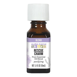 Aura Cacia Rescue Charm Essential Oil Blend Comforting and Restorative Aromatherapy Formula 0.5Oz (15ml)