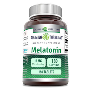 Amazing Formulas Melatonin 12 Mg Tablets Sleep Support and Circadian Rhythm Regulation 180Ea