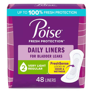 Poise Incontinence Daily Panty Liners for Bladder Leaks Very Light Absorbency Regular Length 48Ea