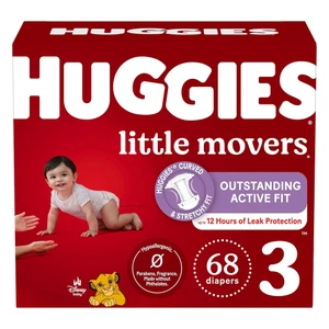 Huggies Size 3 Little Movers Baby Diapers for Leak Protection 68Ea