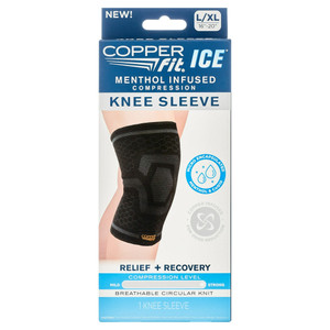 Copper Fit Ice Knee Sleeve Infused With Cooling Action and Menthol, Large And Extra Large, 1 Ea Copper Fit Ice Knee Sleeve Infused With Cooling Action and Menthol, Large And Extra Large, 1 Ea