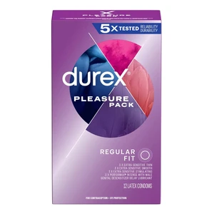 Durex Pleasure Pack Lubricated Latex Condoms, 12 Ea