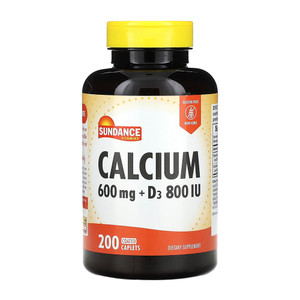 Sundance Calcium 600 Mg And Vitamin D3 800 IU Tablets, 200 Ea