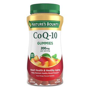 Natures Bounty CoQ10 200mg Gummies Peach Mango Flavor Supports Healthy Blood Pressure 60Ea