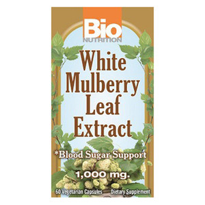 Bio Nutrition White Mulberry Leaf Extract 1000 mg Dietary Supplement Vegetarian Capsules 60Ea