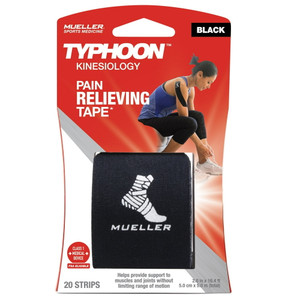 Mueller Typhoon Kinesiology Therapeutic Tape Strips, Black, 20 Ea