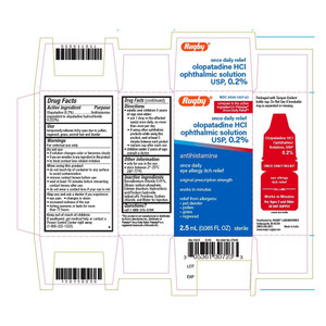 Rugby Olopatadine HCL Opthalmic Solution USP 0.2 Percent Antihistamine Eye Itch Relief 0.085Oz (2.5ml)