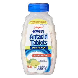 Rugby Calcium Antacid Extra Strength Chewable Tablets, Assorted Fruit, 96 Ea Rugby Calcium Antacid Extra Strength Chewable Tablets, Assorted Fruit, 96 Ea