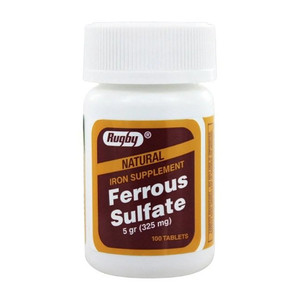 Rugby Ferrous Sulfate 325 Mg Iron Supplement Tablets, 100 Ea