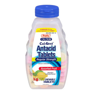 Rugby Calcium Antacid Regular Strength Chewable Tablets Assorted Fruit 150Ea