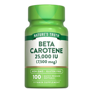 Natures Truth Beta Carotene 25000 IU Vitamin Supplement Softgels Support Eye Health 100Ea
