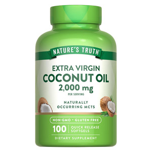 Natures Truth Coconut Oil 2000mg Dietary Supplement Softgels Support Immune Health 100Ea