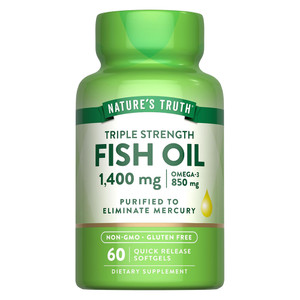 Natures Truth Triple Strength Fish Oil Omega3 1400mg Softgels Support Heart Health 60Ea