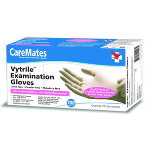 CareMates Vytrile Powder Free Disposable Medical Examination Gloves Large 100Ea