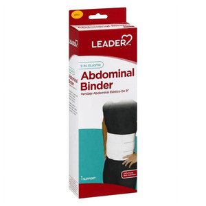 Leader 9 Inch Elastic Abdominal Binder White Small for Post Surgical Recovery and Muscle Stabilization 1Ea