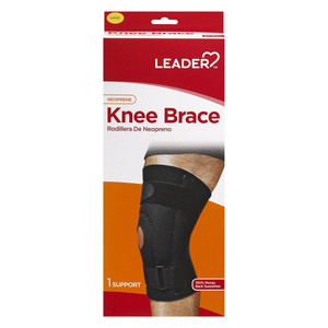 Leader Large Neoprene Hinged Knee Support Brace Black for Knee Stability 1Ea