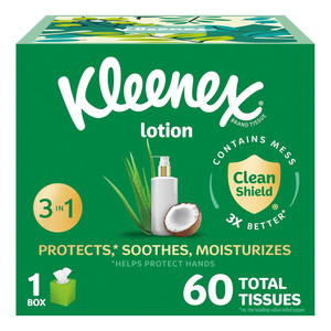 Kleenex Soothing Lotion Facial Tissues for Gentle Nose and Face Care 60Ea