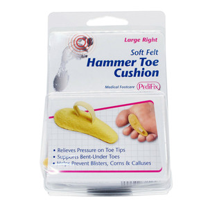 PediFix Soft Felt Hammer Toe Cushion Relieves Pressure on Toe Tips Large Right 1Ea