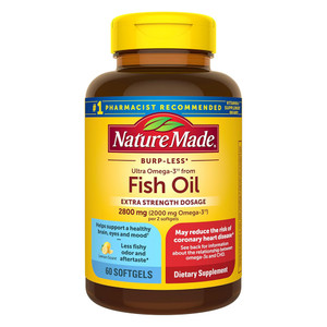 Nature Made Fish Oil Extra Strength 2800mg Omega 3 Softgels Support Heart Healthy 60Ea