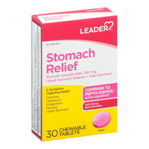 Leader Stomach Relief, Chewable Tablets, 30 Ea