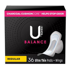 U by Kotex Balance Ultra Thin Regular Pads with Wings, Unscented, 36 Ea U by Kotex Balance Ultra Thin Regular Pads with Wings, Unscented, 36 Ea