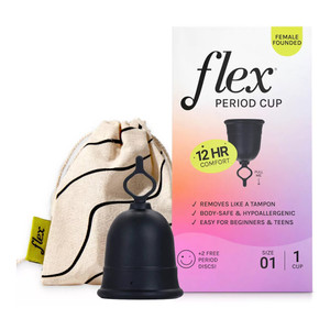 Flex Size 1 Menstrual Cup with 2 Free Menstrual Discs for Beginners and Teens 1Ea