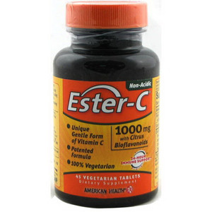 American Health Ester C 1000mg with Citrus Bioflavonoids Capsules for Immune Support 45Ea
