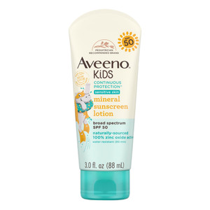 Aveeno Kids Continuous Protection Mineral Sunscreen Lotion with Broad Spectrum SPF 50 3Oz (88ml)