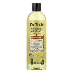 Dr Teals Moisturizing Bath and Body Oil Nourishing Coconut Oil and Essential Oils for Soften Skin 8.8Oz (260ml)