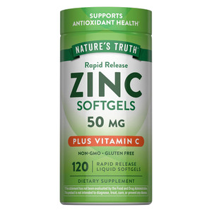 Natures Truth Zinc Plus Vitamin C 50mg Dietary Supplement Softgels Support Immune Health 120Ea