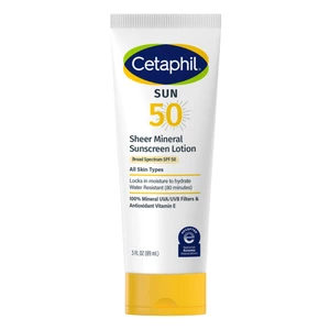 Cetaphil Sheer Sunscreen Lotion Sunscreen SPF 50 Moisture to Hydrate and Protect Skin Suitable for All Skin Types 3Oz (89ml)