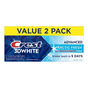 Crest 3D White Advanced Arctic Fresh Toothpaste for Whiter Teeth 3.3Oz (93g) 2Ea