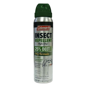 Coleman High and Dry 25% Deet Spray Insect Repellent, 4 Oz, 6 Pack Coleman High and Dry 25% Deet Spray Insect Repellent, 4 Oz, 6 Pack