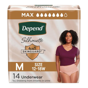 Depend Silhouette Incontinence and Postpartum Underwear for Women Size Medium Maximum Absorbency 14Ea