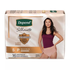Depend Silhouette Incontinence and Postpartum Underwear for Women Size Small Maximum Absorbency 16Ea