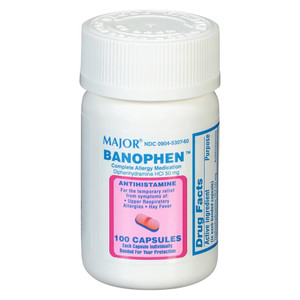 Major Allergy Relief Diphenhydramine HCl Capsules Antihistamine Allergy Relief Capsules 100Ea