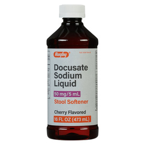 Rugby Docusate Sodium Liquid 50 Mg Stool Softener, Cherry Flavor, 16 Oz Rugby Docusate Sodium Liquid 50 Mg Stool Softener, Cherry Flavor, 16 Oz