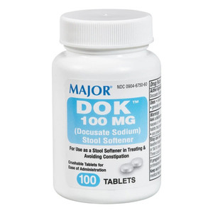 Major Dok Docusate Sodium 100mg Stool Softener Stool Softener Laxative Softgels 100Ea