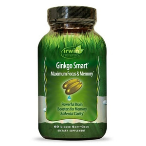 Irwin Naturals Ginkgo Smart Maximum Focus and Memory Dietary Supplement Liquid Softgels, 60 Ea