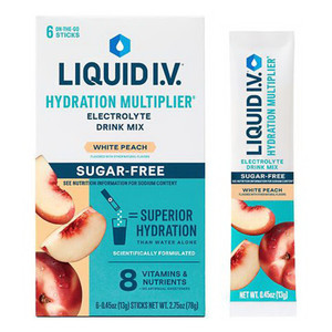 Liquid I.V. Hydration Multiplier Sugar Free Electrolyte Drink Mix, White Peach Flavor, 0.45 Oz