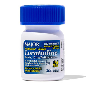 Major Loratadine Antihistamine 10mg Allergy Relief Tablets Relieves Sneezing and Runny Nose Grape 300Ea