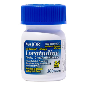 Major Loratadine Antihistamine 10mg Allergy Relief Tablets Relieves Sneezing and Runny Nose Grape 300Ea