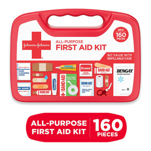 Johnson and Johnson All Purpose Portable Compact First Aid Kit, 160 Ea