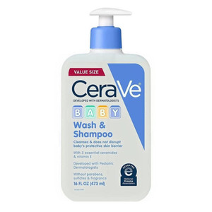 Cerave Baby Wash and Shampoo with Three Essential Ceramides Leaves Soft and Soothed Skin Parabens and Fragrance Free 16Oz (473ml)