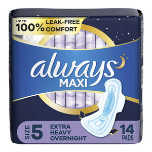 Always Maxi Pads Extra Heavy Overnight Absorbency with Wings, Size 5, 14 Ea Always Maxi Pads Extra Heavy Overnight Absorbency with Wings, Size 5, 14 Ea